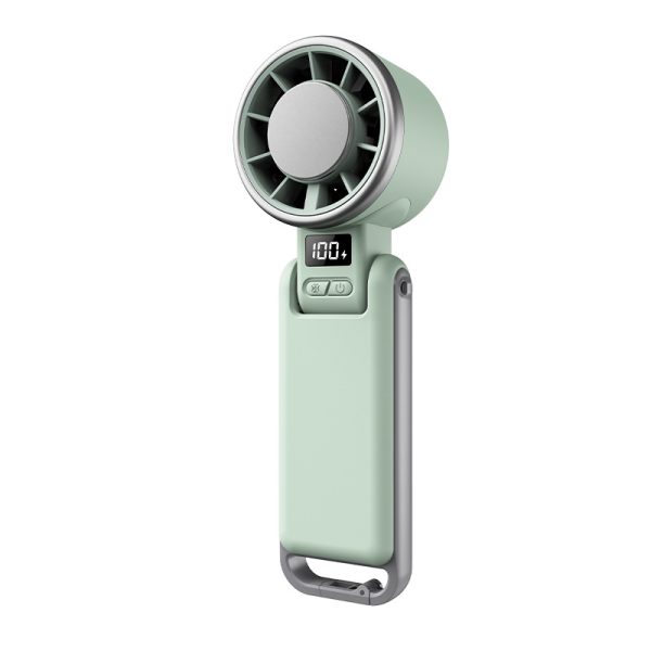 Turbine-cooled handheld ice compress fan, portable, small, USB rechargeable, foldable, neck-hanging fan